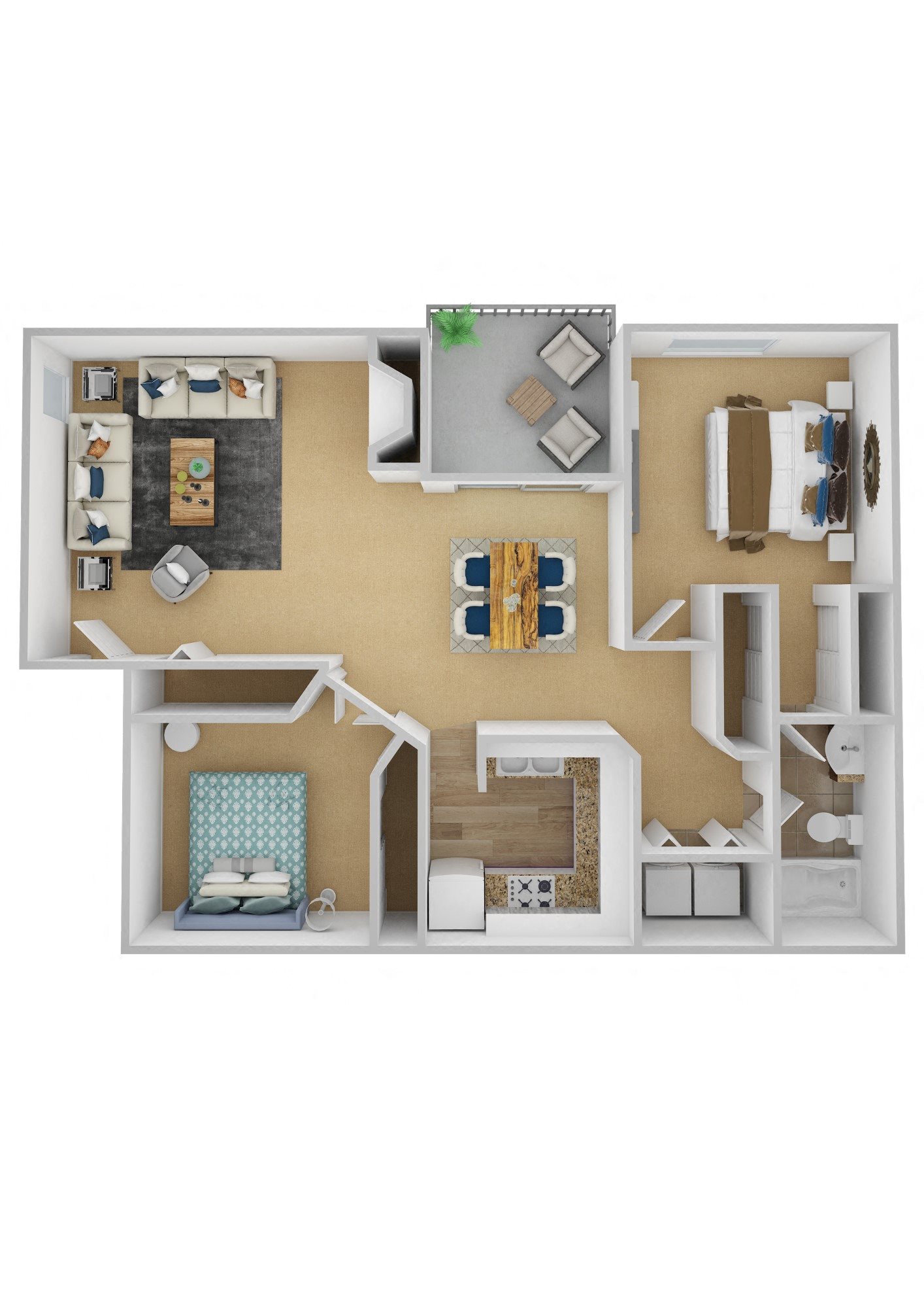 Keelers Corner Apartments Pine A 3D Floor Plan Keelers Corner Apartments Pine A 3D Floor Plan